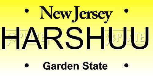 HARSHUU New Jersey License Plate