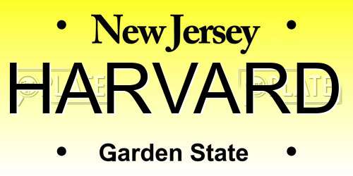 HARVARD New Jersey License Plate