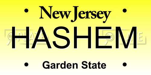 HASHEM New Jersey License Plate