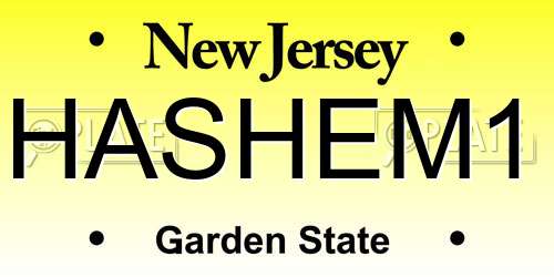 HASHEM1 New Jersey License Plate