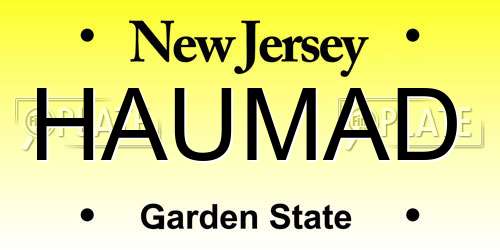 HAUMAD New Jersey License Plate