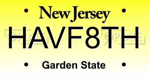 HAVF8TH New Jersey License Plate