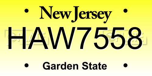 HAW7558 New Jersey License Plate