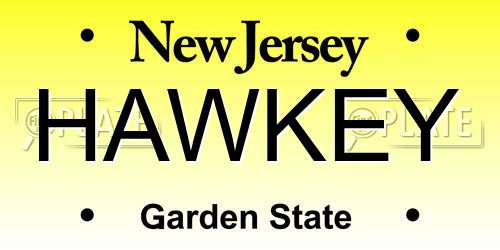 HAWKEY New Jersey License Plate