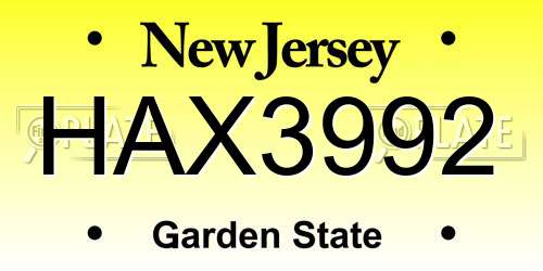 HAX3992 New Jersey License Plate