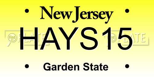 HAYS15 New Jersey License Plate