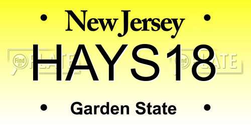 HAYS18 New Jersey License Plate