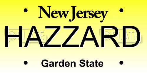 HAZZARD New Jersey License Plate