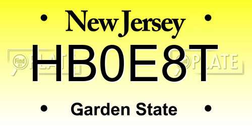 HB0E8T New Jersey License Plate