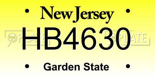 HB4630 New Jersey License Plate