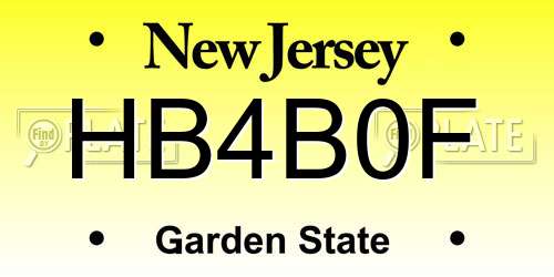 HB4B0F New Jersey License Plate