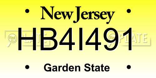 HB4I491 New Jersey License Plate