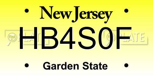 HB4S0F New Jersey License Plate