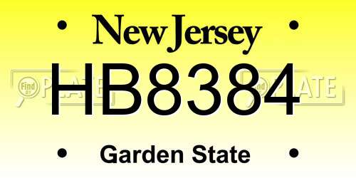 HB8384 New Jersey License Plate