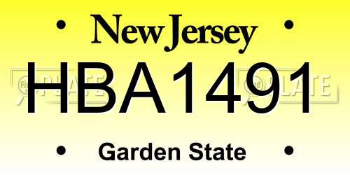 HBA1491 New Jersey License Plate