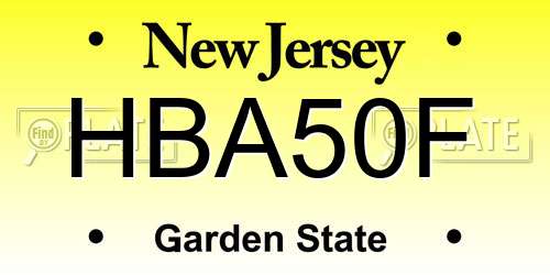 HBA50F New Jersey License Plate