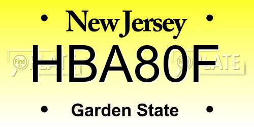 HBA80F New Jersey License Plate
