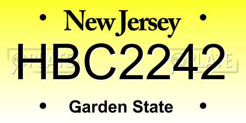HBC2242 New Jersey License Plate