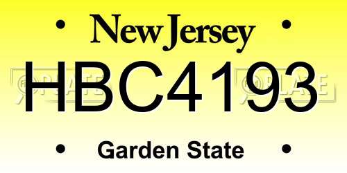 HBC4193 New Jersey License Plate