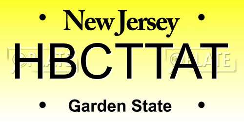 HBCTTAT New Jersey License Plate