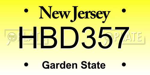 HBD357 New Jersey License Plate