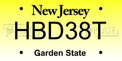 HBD38T New Jersey License Plate