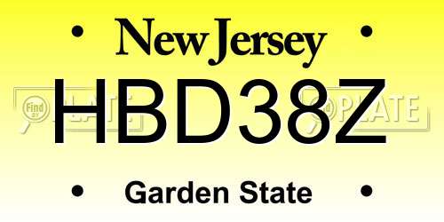 HBD38Z New Jersey License Plate