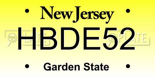HBDE52 New Jersey License Plate
