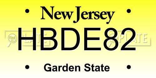 HBDE82 New Jersey License Plate