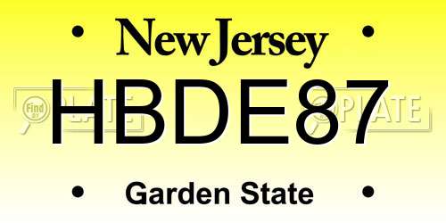 HBDE87 New Jersey License Plate