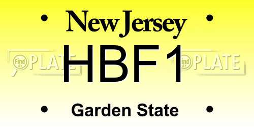 HBF1 New Jersey License Plate