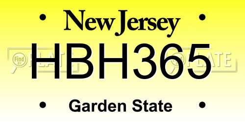 HBH365 New Jersey License Plate