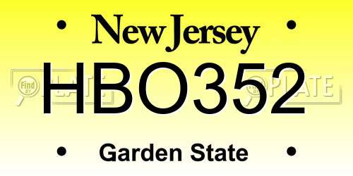 HBO352 New Jersey License Plate