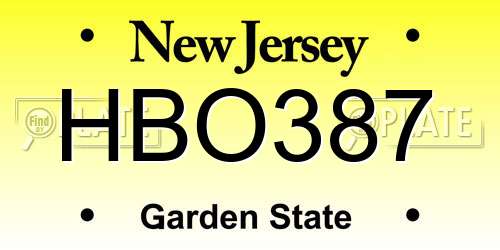 HBO387 New Jersey License Plate
