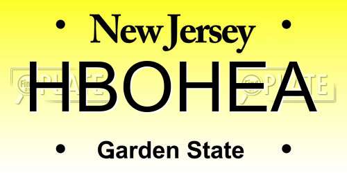 HBOHEA New Jersey License Plate