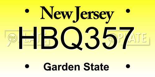 HBQ357 New Jersey License Plate