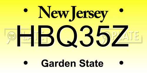 HBQ35Z New Jersey License Plate