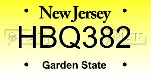 HBQ382 New Jersey License Plate