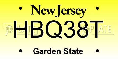 HBQ38T New Jersey License Plate
