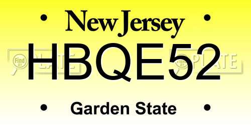 HBQE52 New Jersey License Plate