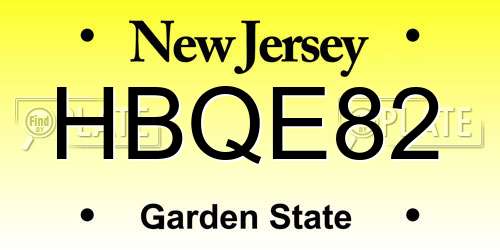HBQE82 New Jersey License Plate