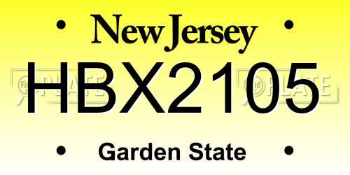 HBX2105 New Jersey License Plate