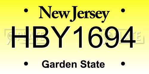 HBY1694 New Jersey License Plate