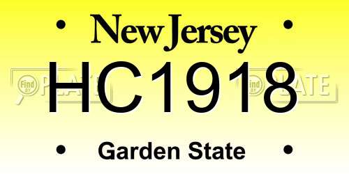 HC1918 New Jersey License Plate
