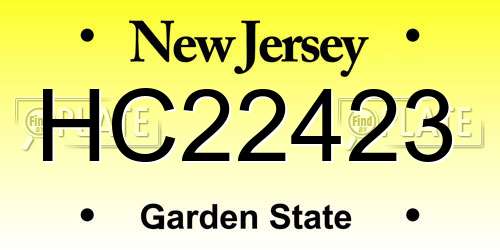 HC22423 New Jersey License Plate