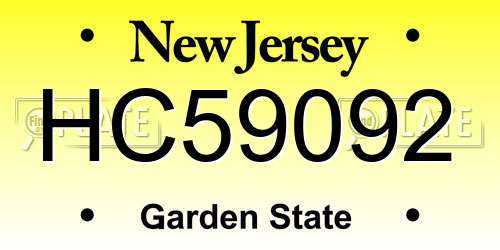 HC59092 New Jersey License Plate