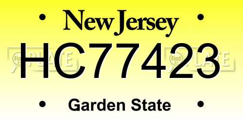 HC77423 New Jersey License Plate