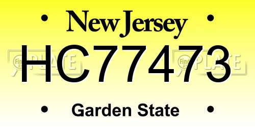 HC77473 New Jersey License Plate