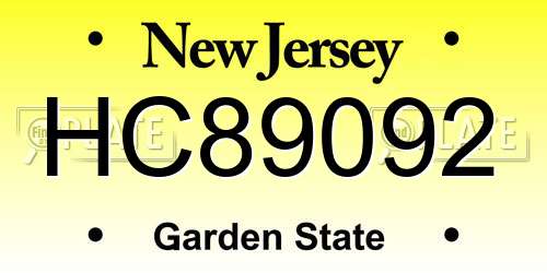 HC89092 New Jersey License Plate