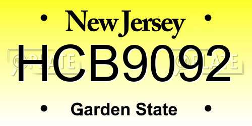 HCB9092 New Jersey License Plate